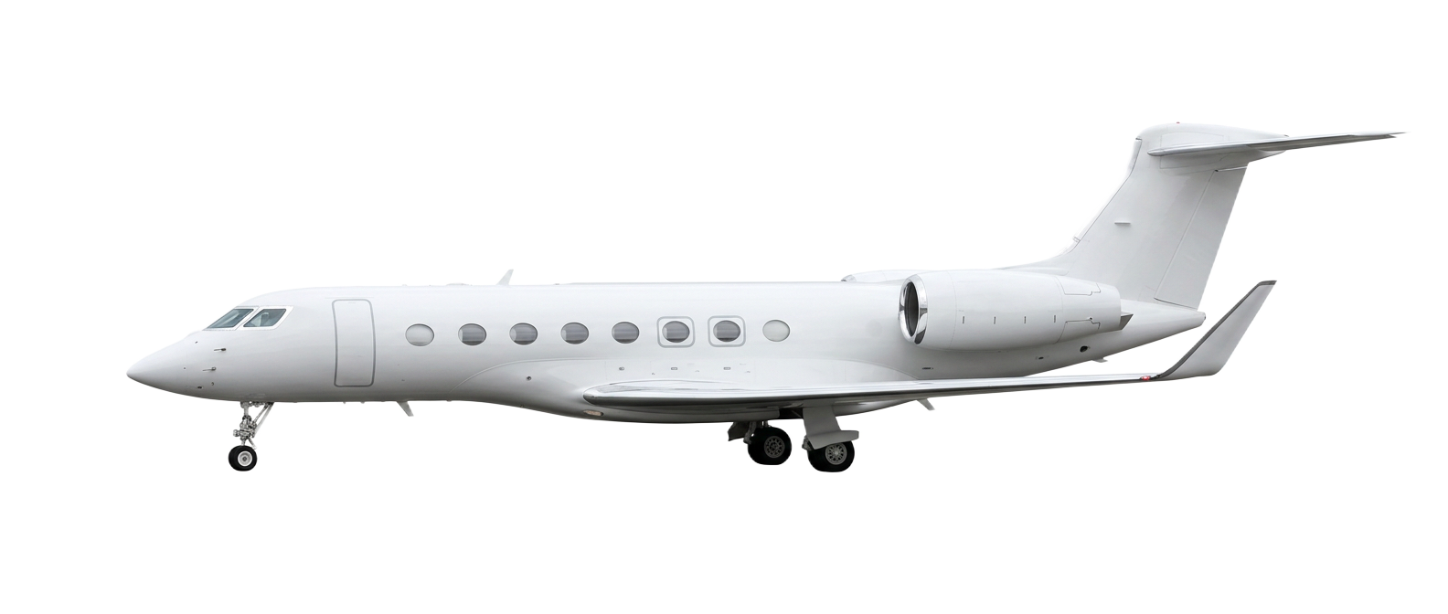 Heavy private jet shown in profile