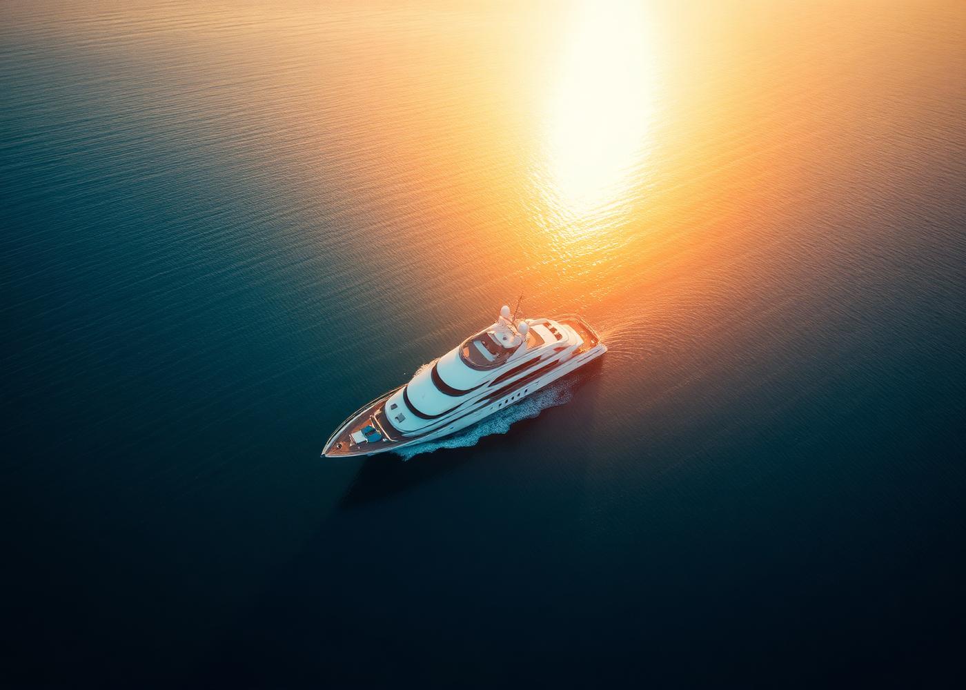 Superyacht at anchor in calm waters